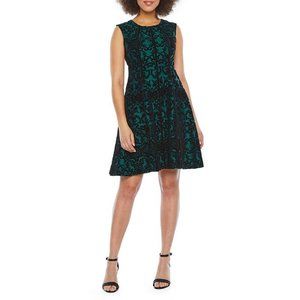 Gorgeous green and black brocade / damask dress